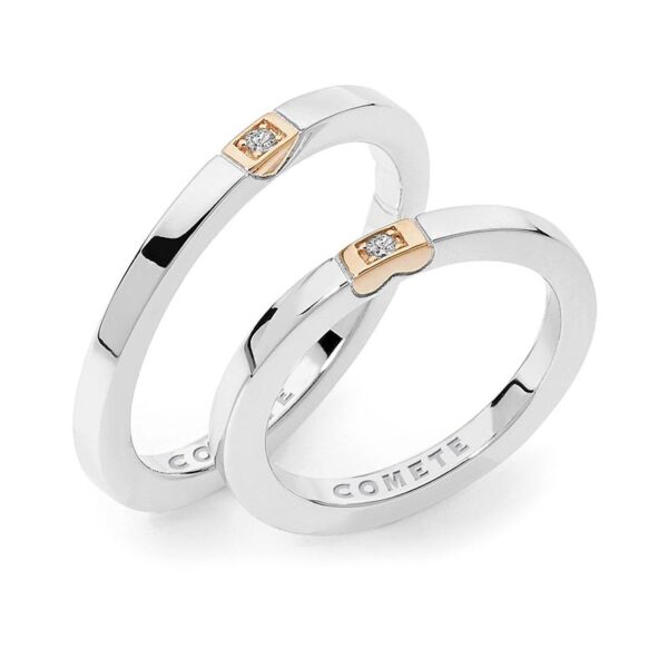 fedi matrimonio in oro bianco e rosa comete gioielli