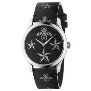 orologio unisex nero in acciaio con cinturino pelle gucci ghost ya1264105