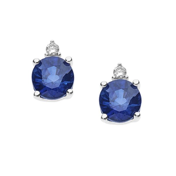 orecchini comete zaffiro blu tondo diamante