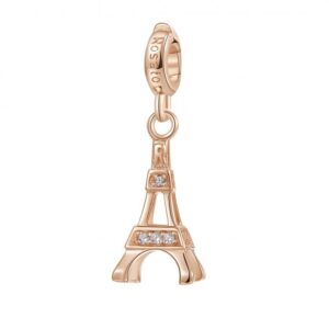 ciondolo charm torre eifel in argento placcato oro rosa di rosato gioielli