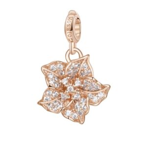 ciondolo charm fiore azalea argento rosato e cristalli