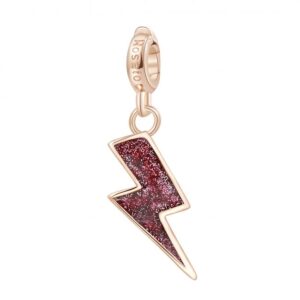 ciondolo charm fulmine saetta argento rosato e smalto glitter