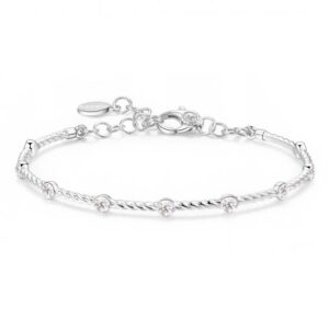 bracciale rigido in argento con cristalli bianchi per charms