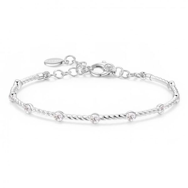 bracciale rigido in argento con cristalli bianchi per charms