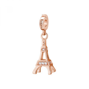 ciondolo charm rosato torre eiffel argento 925 placcato oro rosa rz051