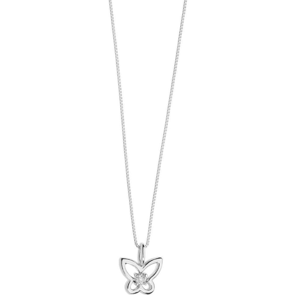 collana comete oro bianco simboli farfalla diamante