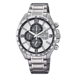 orologio cronografo festina uomo acciaio quadrante bianco