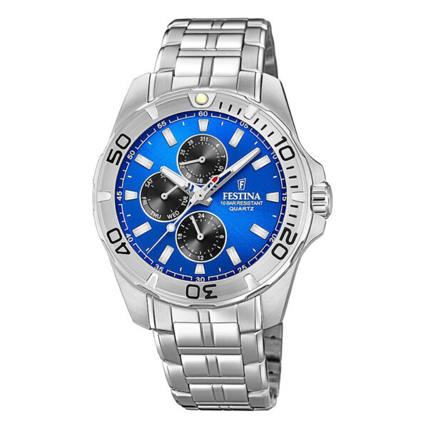 orologio festina multifunzione uomo acciaio quadrante blu nero
