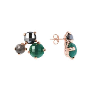 orecchini bronzallure rosegold ematite quarzo grigio verde
