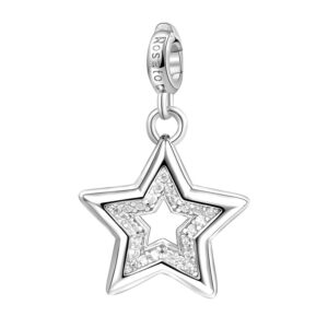 charm rosato storie argento rodio stella zirconi bianchi