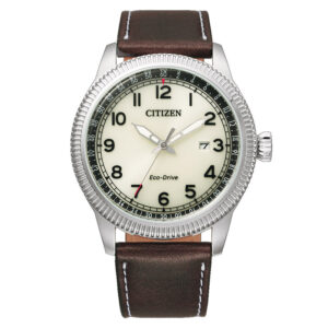 orologio citizen uomo quadrante bianco cinturino pelle marrone