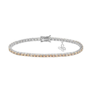 Bracciale tennis della collezione Farfalle di Comete Gioielli in argento 925 con cristalli bianchi e champagne e decoro pendente a farfalla bra 170