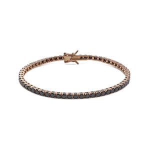 bracciale tennis da uomo in argento placcato oro rosa con zirconi neri di comete gioielli ubr 991