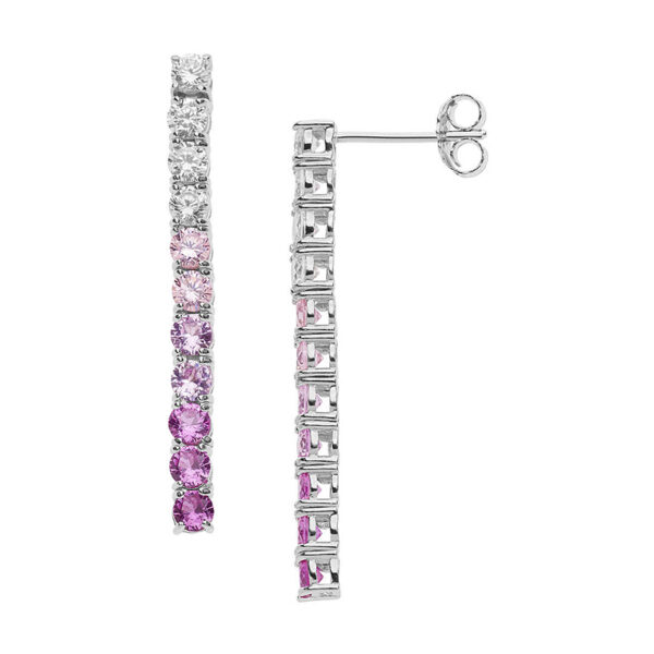 orecchini tennis pendenti in argento con cristalli bianchi e rosa di comete gioielli ora 137recchini pendenti argento tennis zirconi bianchi degradè rosa