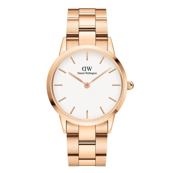 orologio da donna daniel wellongton iconic link oro rosa con quadrante bianco da 36 mm