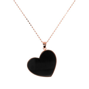 collana bronzallure cuore pendente onice nero