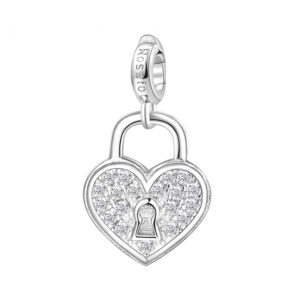 charm rosato gioielli cuore lucchetto argento rodio zirconi