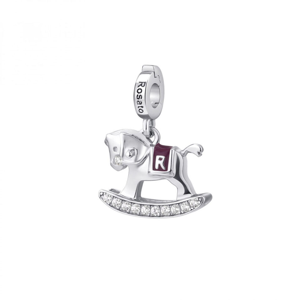 ciondolo charm rosato cavalluccio a dondolo argento rz026r