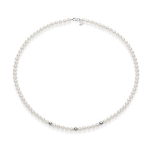 collana filo di perle oro bianco boule zigrinate kfwq 274