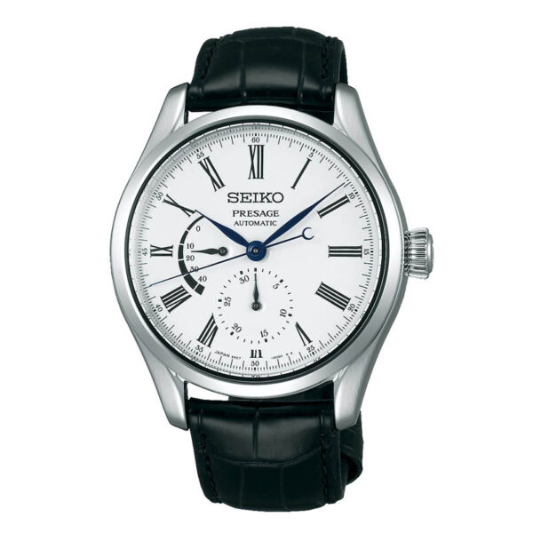 orologio seiko presage automatico acciaio quadrante bianco cinturino nero coccodrillo