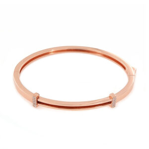 bracciale rigido personalizzabile con nome in argento placcato oro rosa di marcello pane