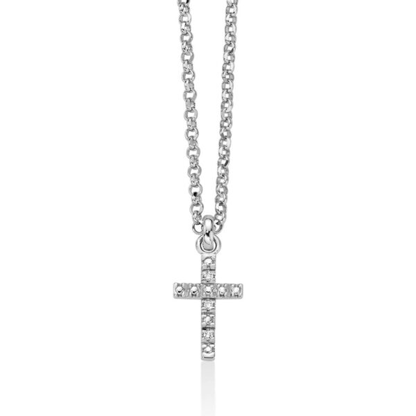 Collana con croce pendente della collezione Diamantissima di Miluna Gioielli in argento 925 con diamanti naturali CLD4467