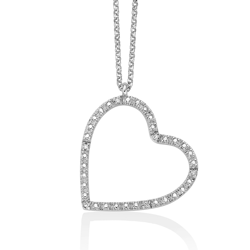 Collana con cuore in argento e zirconi-Collane Donna