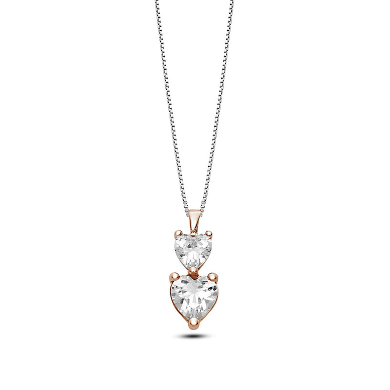 Collana Vintage A Cuore Doppio Con Cristallo E Zirconia Cubica | Girocollo Regolabile In Oro Per Donne E Ragazze