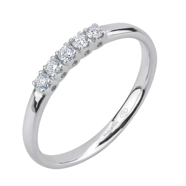 anello fedina veretta bibigi oro bianco diamanti 5