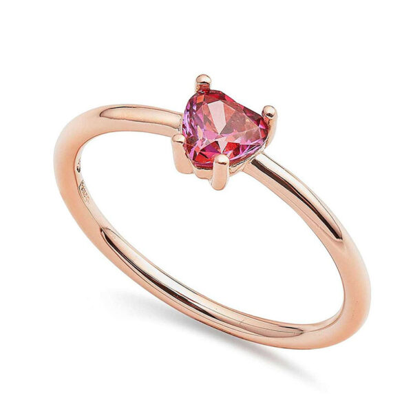 anello cuore in oro rosa con zircone di ambrosia gioielli aaz 139