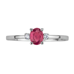 Anello donna in oro bianco con rubino e diamanti bibigì