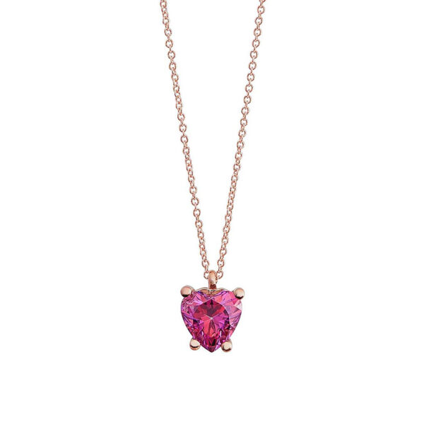 collana con ciondolo a cuore in oro rosa con zircone di ambrosia gioielli agz 384