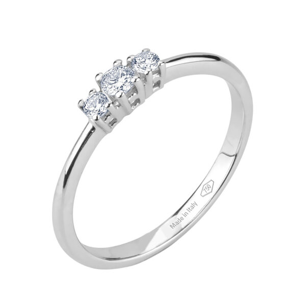 anello trilogy a scalare in oro bianco e diamanti naturali bibigì pret a porter
