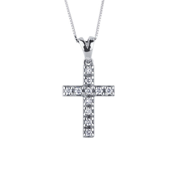 collana con ciondolo croce in oro bianco con diamanti di bibig' pret a porter