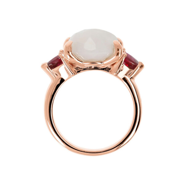 anello placcato oro rosa con agata bianca felicia bronzallure wsbz02017.wla