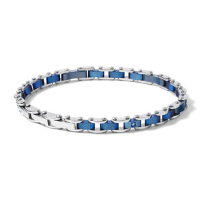 bracciale dia uomo in acciaio lucido e ceramica blu collezione suits di comete gioielli ubr 1077