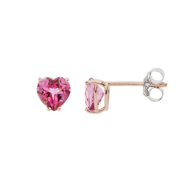 Orecchini punto luce in oro rosa e bianco con Topazio Rosa a cuore della collezione Fantasia di Topazio di Comete Gioielli orb 1015