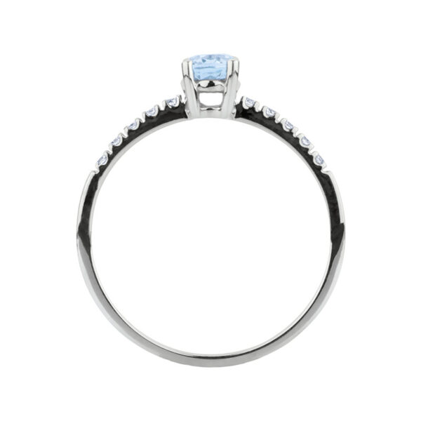 anello con acquamarina ovale e diamanti laterali in oro bianco bibigì ak0004am64