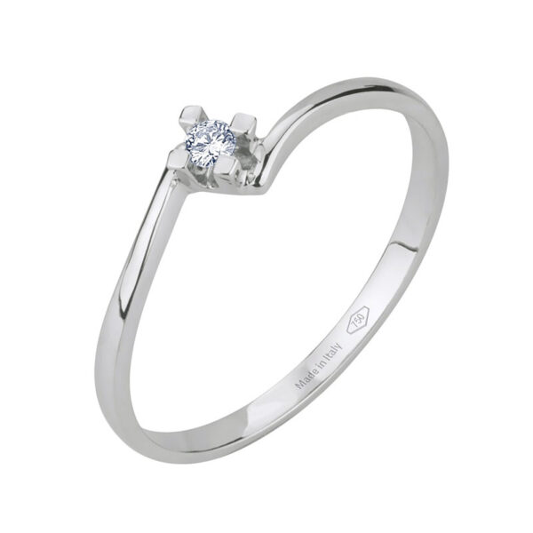 anello solitario fidanzamento in orobianco con diamante bibigì ank0005b04