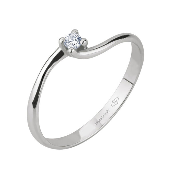 anello solitario fidanzamento in orobianco con diamante bibigì ank0006b05