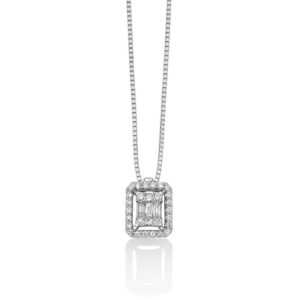 collana con ciondolo rettangolare in oro bianco con diamanti miluna cld4381. i gioielli miluna della pubblicità