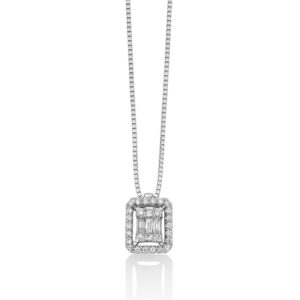 collana con ciondolo rettangolare in oro bianco con diamanti miluna cld4396. i gioielli miluna della pubblicità