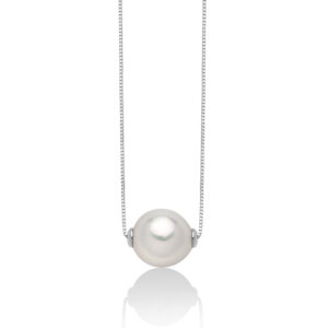 collana oro bianco con perla passante bianca akoya miluna pcl5283. Gioielli miluna pubblicità