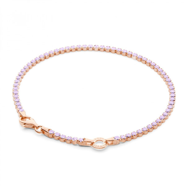 bracciale tennis in argento placcato oro rosa con zirconi rosa di rosato gioielli rzb043