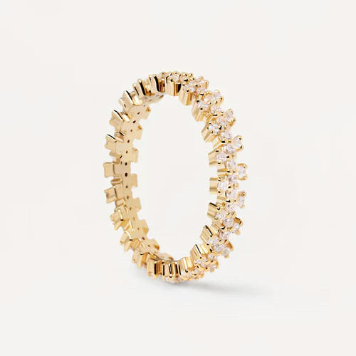 anello eternella da donna in argento placcato oro giallo con zirconi modello crown di PdPaola an01 670
