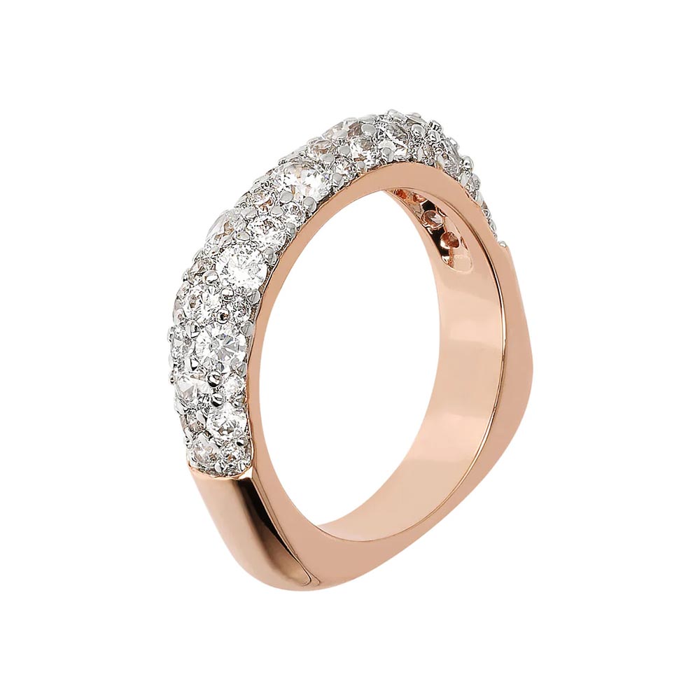 anello a riviera squadrato placcato oro rosa con zirconi bianchi bronzallure wsbz02104w