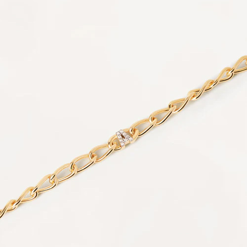bracciale da donna a catena con lettera iniziole a in argento placcato oro giallo di pdpaola