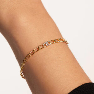 bracciale da donna a catena con lettera iniziale r in argento placcato oro giallo di pdpaola