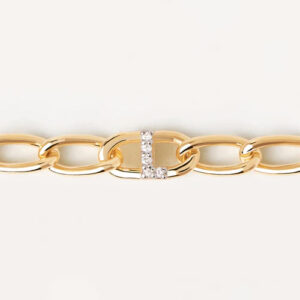 bracciale da donna a catena con lettera iniziale l in argento placcato oro giallo di pdpaola