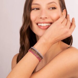 bracciali tennis tripli placcati oro rosa con zirconi colorati bronzallure